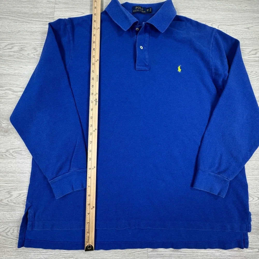 Polo‎ Ralph Lauren Mens Polo Shirt Long Sleeve Blue 2XB Big Pony Logo Cotton